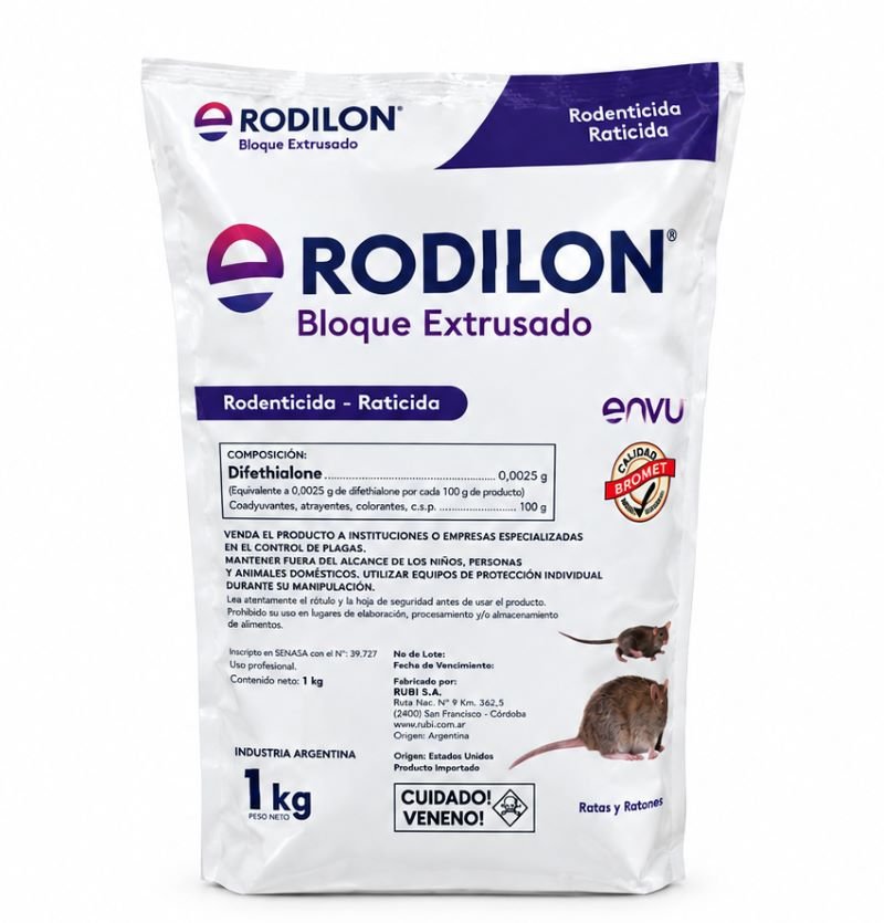 Rodilon Bloque Extrusado Rodenticida control de plagas.
